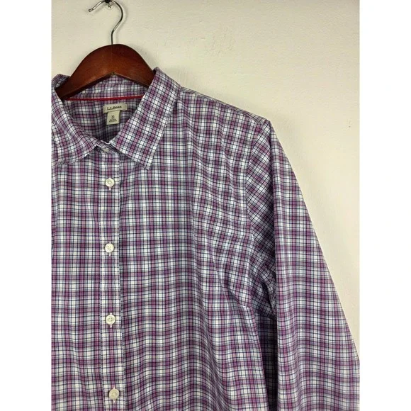 L.L. Bean Purple, Pink and White Plaid Button-Down Shirt - Picture 3 of 5